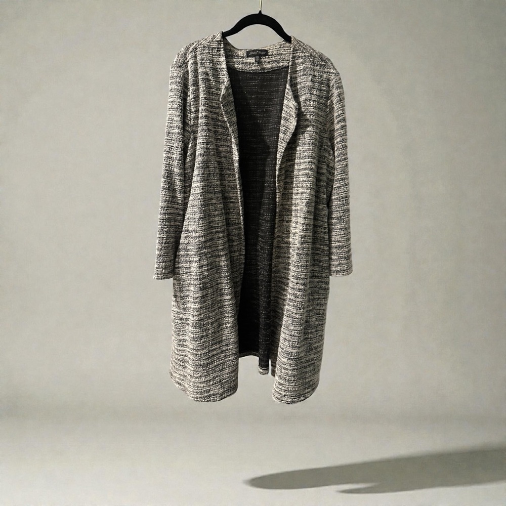 Slinky Brand Textured Gray Cardigan - Picture 3 of 5
